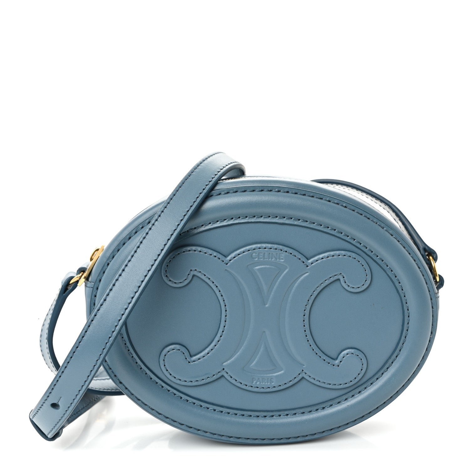 Celine Smooth Calfskin Cuir Small Triomphe Oval Crossbody Purse