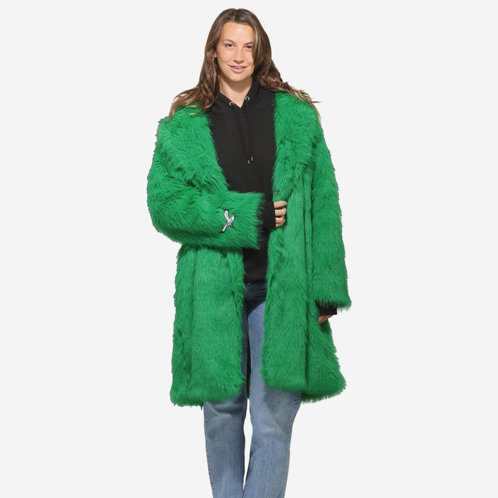 Philadelphia Eagles Kelly Green Faux Fur Long Jacket FOCO