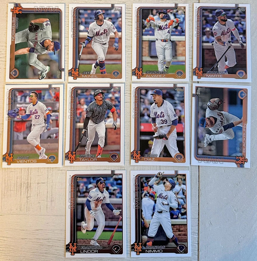 2025 Topps Series 1 Baseball Team Set 10 Cards New York Mets