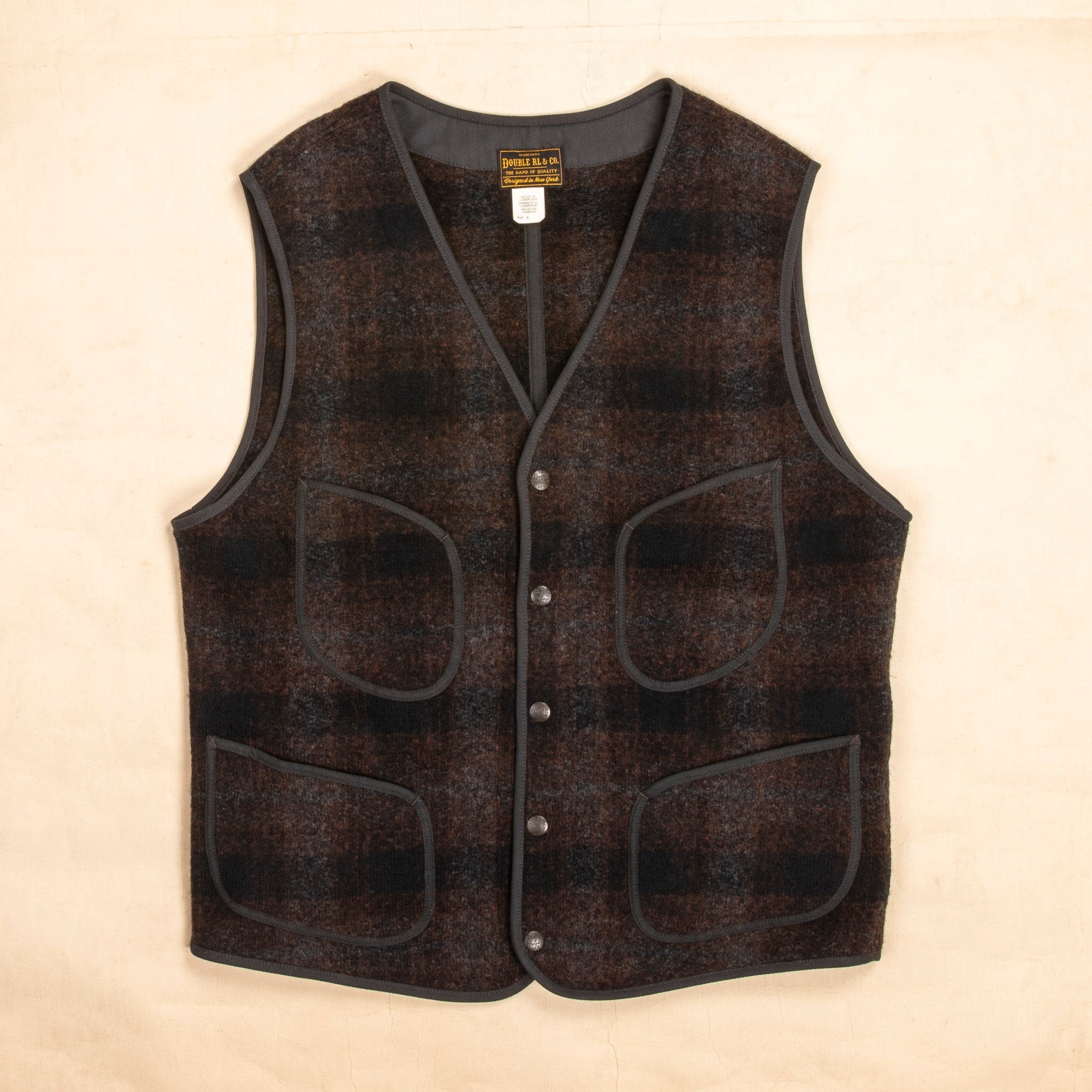RRL Monroe Wool-Cotton Vest Brown Plaid – Frans Boone Store