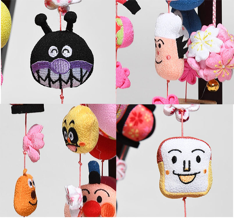 アンパンマン吊るし雛】ちりめん つるし雛 飾り台｜人形の伏見屋