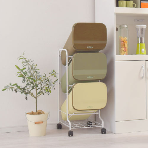 3分別キャスター付ダストボックス ゴミ箱 分別用ゴミ箱 おしゃれ ぼん