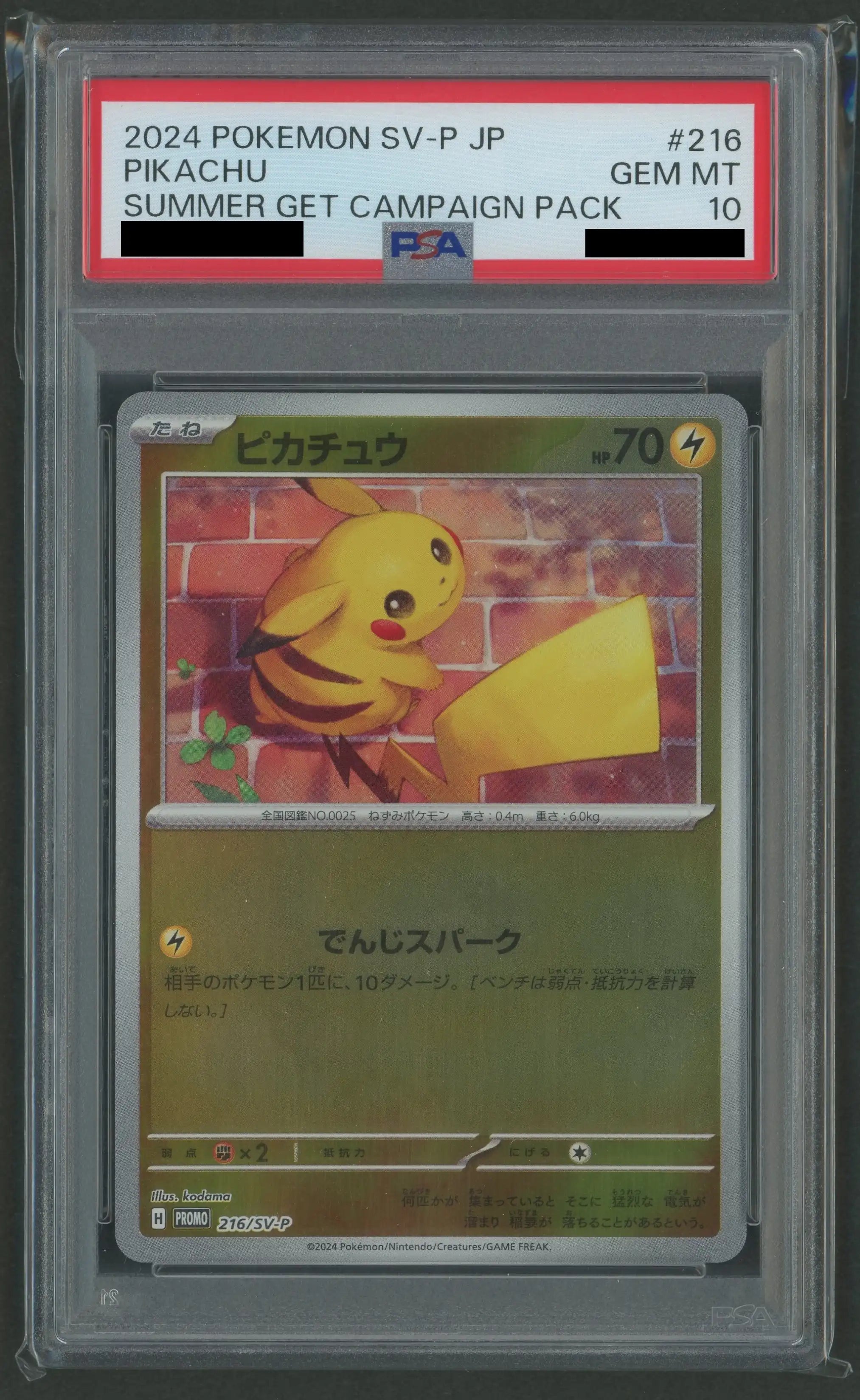 PSA10】ピカチュウ(PROMO){雷}〈216/SV-P〉[SV-P] – 晴れる屋2