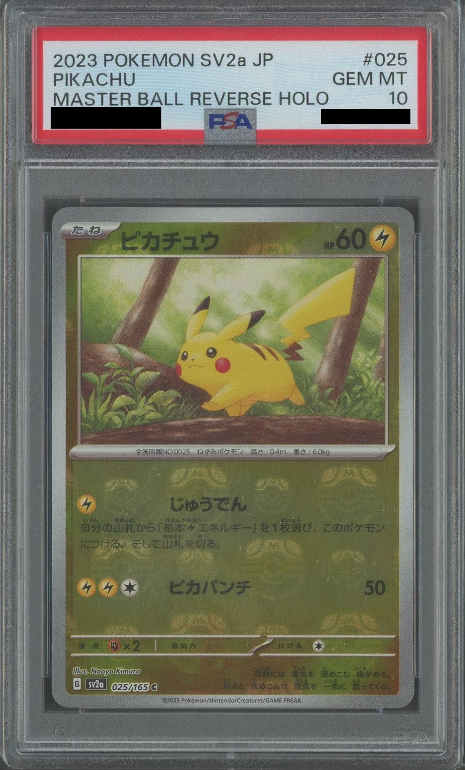 PSA10】ピカチュウ:ミラー(C){雷}〈025/165〉[SV2a-Ma]*マスターボール