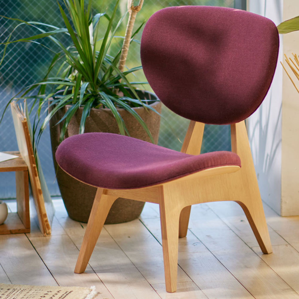 天童木工 中座イス「T-3206NA-ST」ナラ材 張地 NC-B0117 ワインレッド