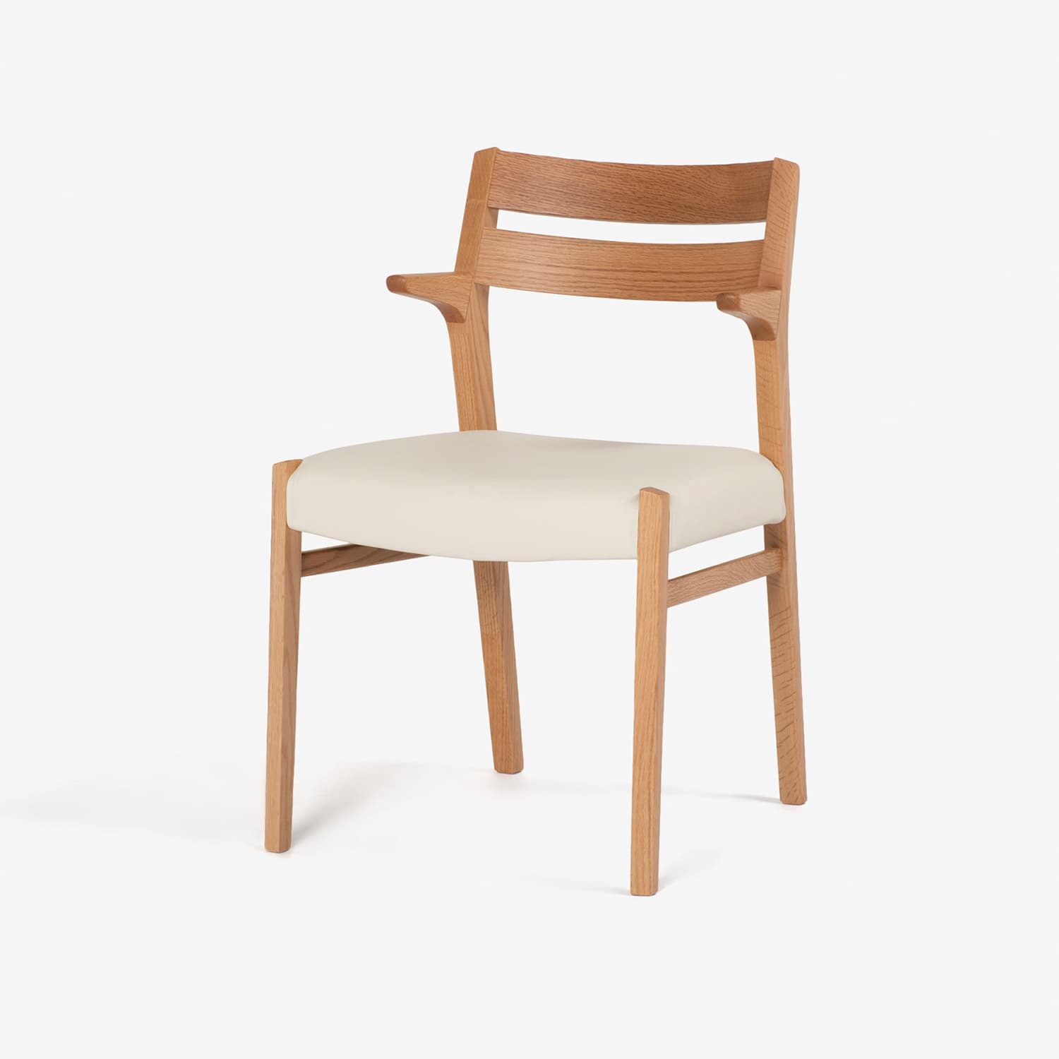 ダイニングチェア (半肘付き) 「シネマ」ホワイトオーク色 PVC