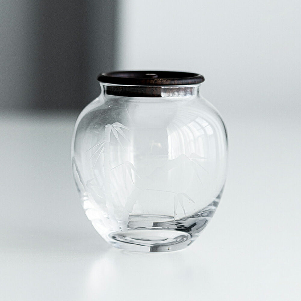 IwaiLoft 手作り ガラスキャニスター 耐熱ガラス 高級 茶筒 茶入 木製