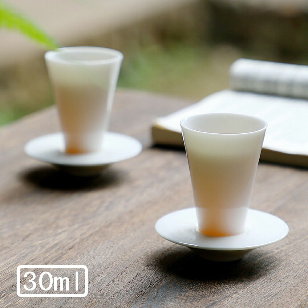 IwaiLoft 白玉 聞香杯 茶たく付き 30ml ギフト包装 茶杯 茶器 湯のみ