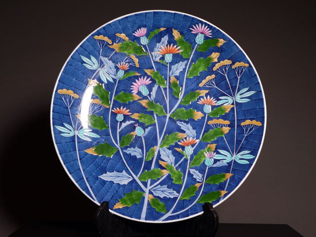 有田焼】飾り絵皿（大）染錦薊図 - JTOPIA