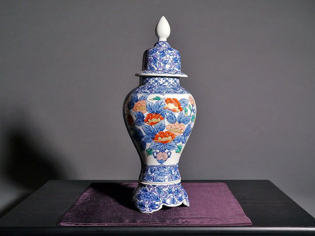 T18 豪華 有田焼 染錦「夢右衛門」沈香壺 高さ118㎝ 伊万里焼