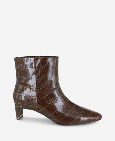 Shop Miranda Chocolate Croco Heel Bootie | Kenneth Cole