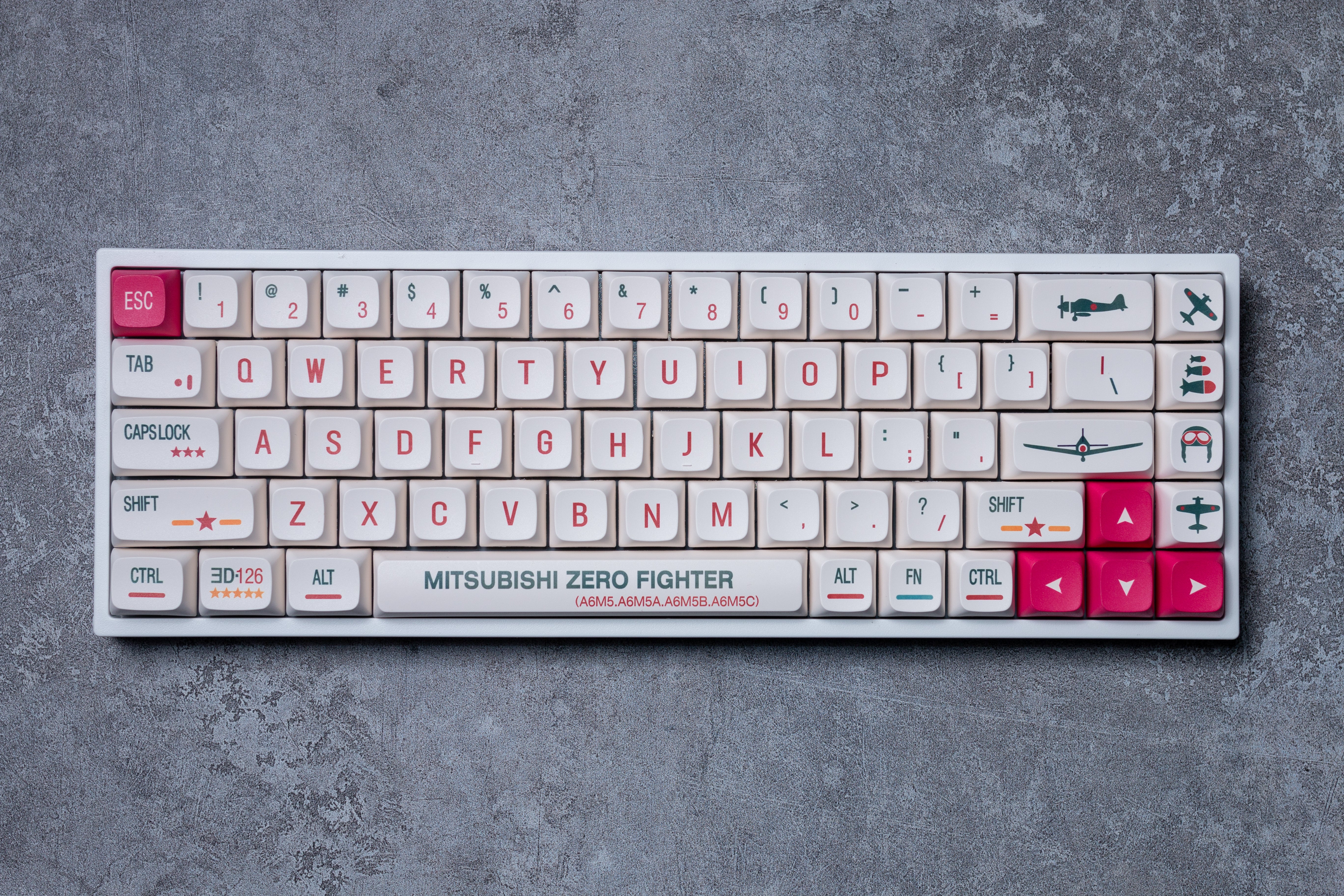 Retro Mitsubishi Zero Fighter Keycaps For Mechanical Keyboards