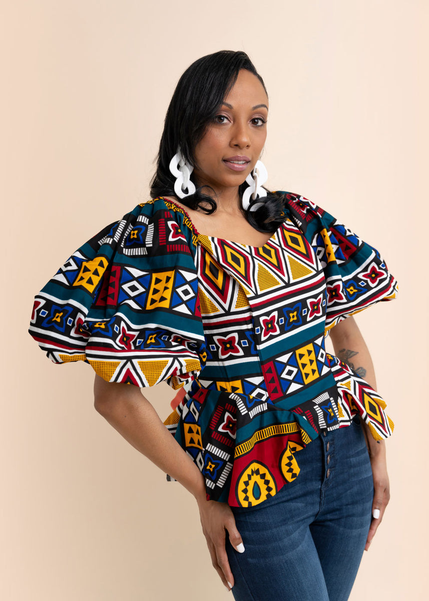 African Print Sleeve Blouse For Ladies - KEJEO DESIGNS