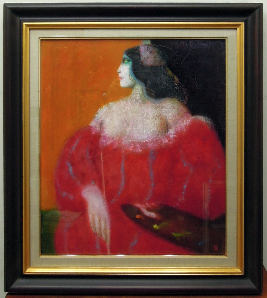 佐々木豊 『女流画家』 [古美術こもれび] 骨董,掛軸,絵画の買取と販売