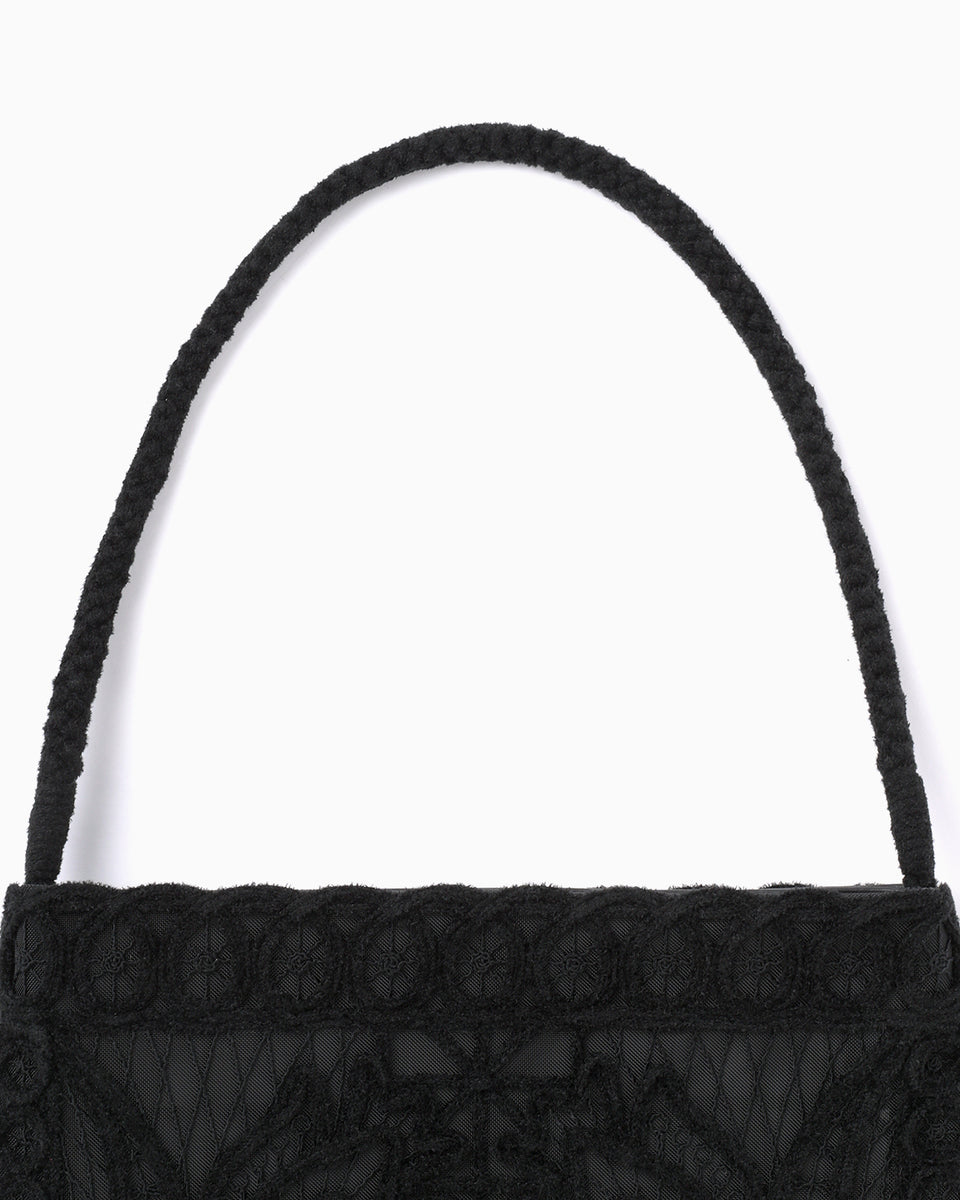 Cording Embroidery Round Tote Bag - black - Mame Kurogouchi