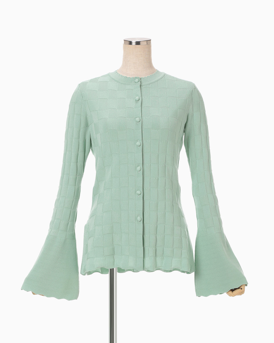 Links Stitch Knitted Cardigan - light green - Mame Kurogouchi