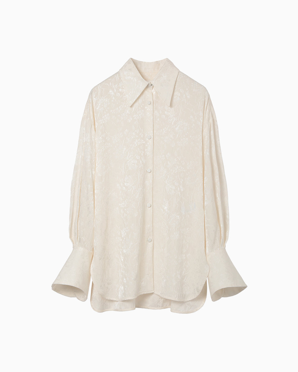 Floral Jacquard Shirt - ecru - Mame Kurogouchi