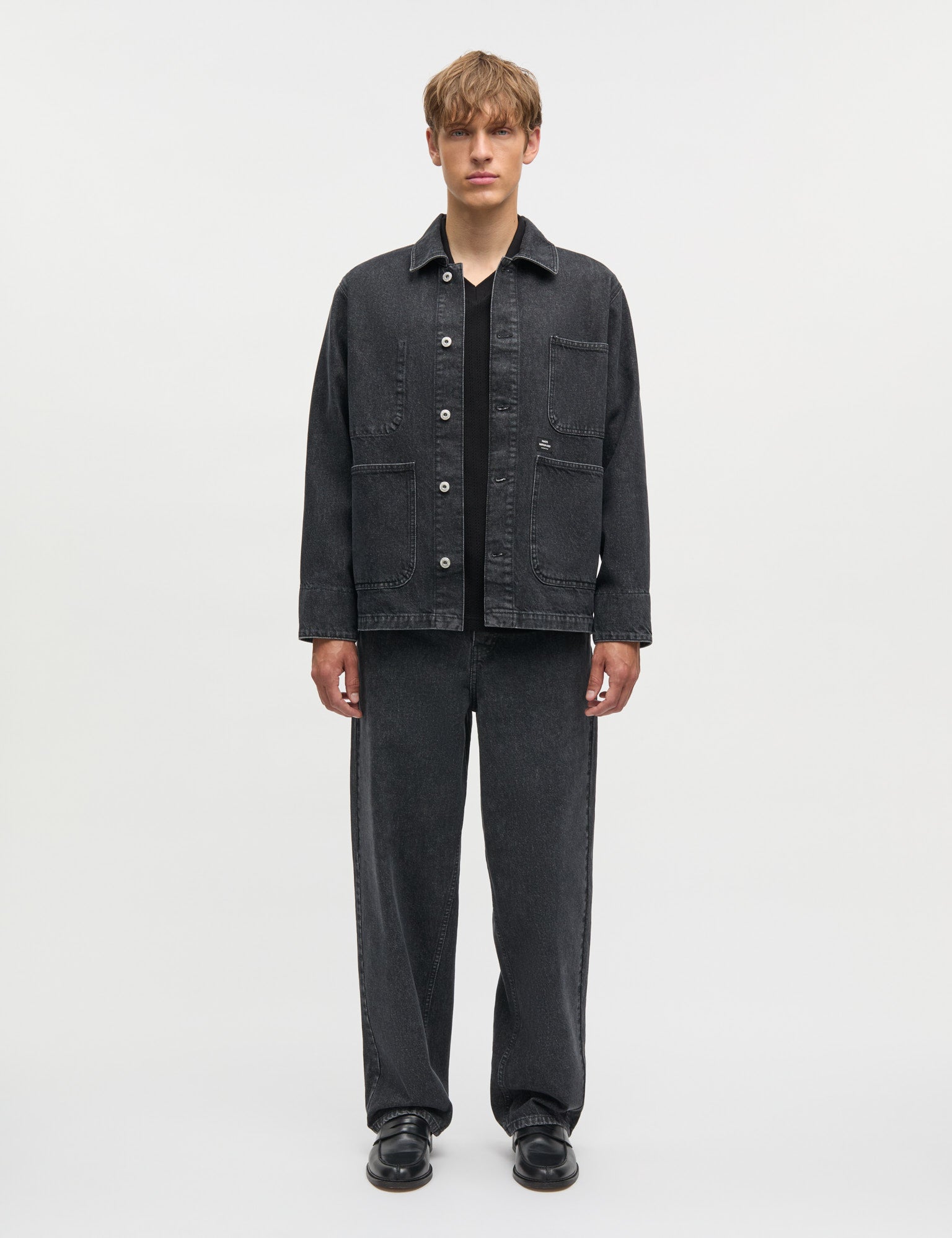 Arizona Black Denim Chore Jacket, Black Grey Stone Wash – MADS