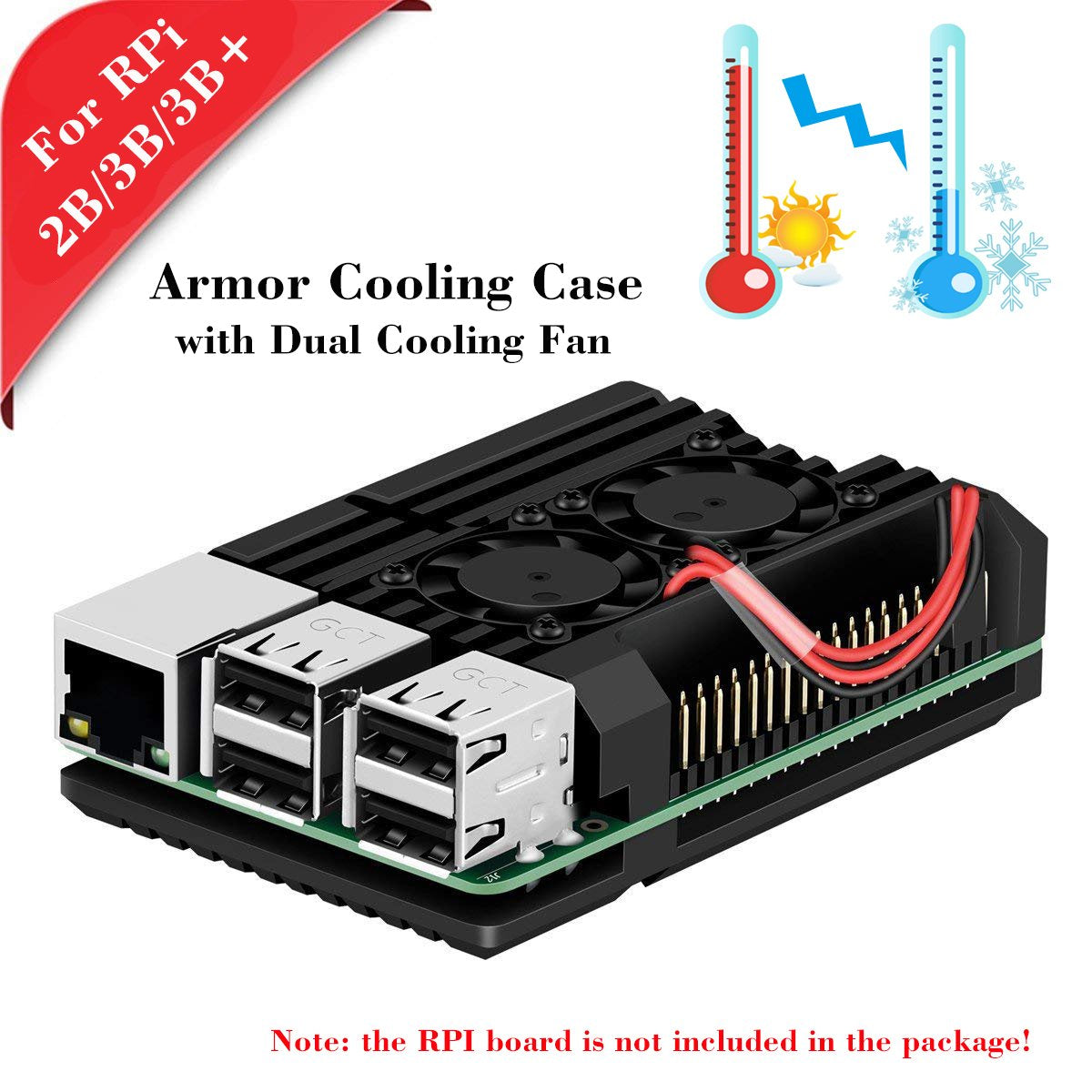 MakerFocus Raspberry Pi Metal Case with Dual Fan for Raspberry Pi 3 Mo