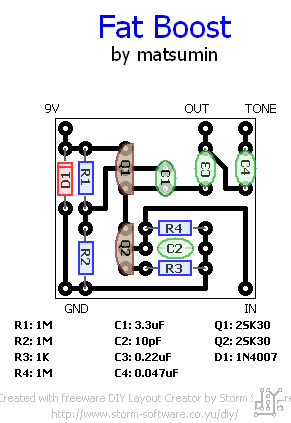 40V版 Fulltone Fat Boost テスト版 ギター・エフェクターの自作改造