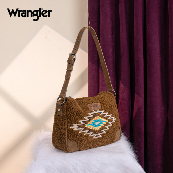 Wrangler Aztec Sherpa Trim Crossbody Purse - Montana West