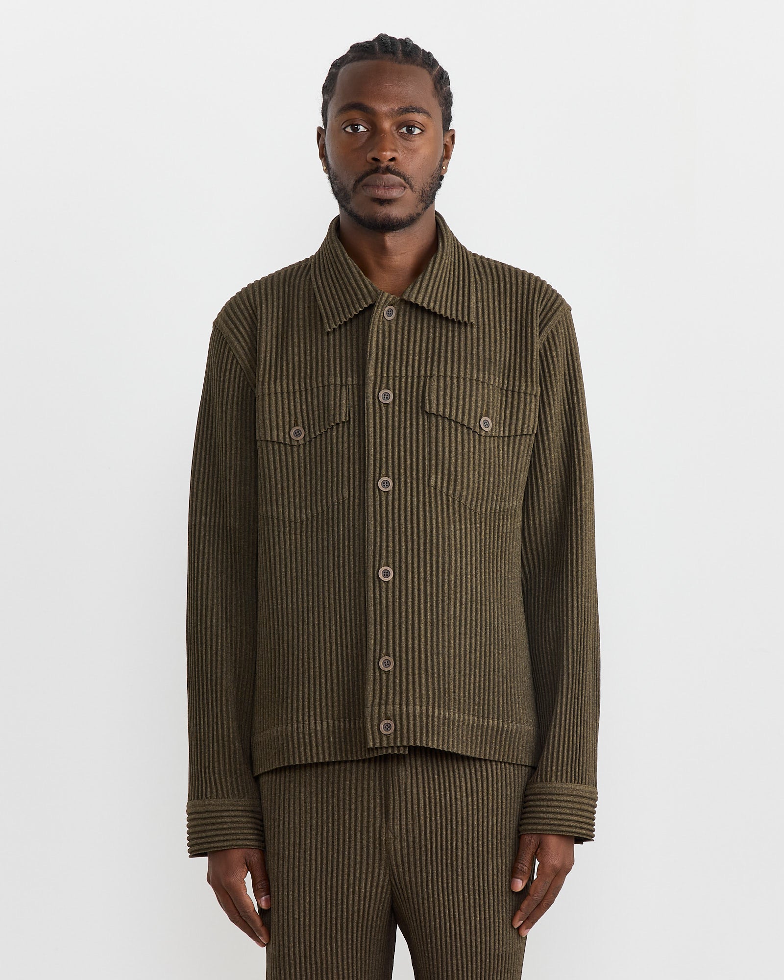 Wool Like Light Jacket in Khaki