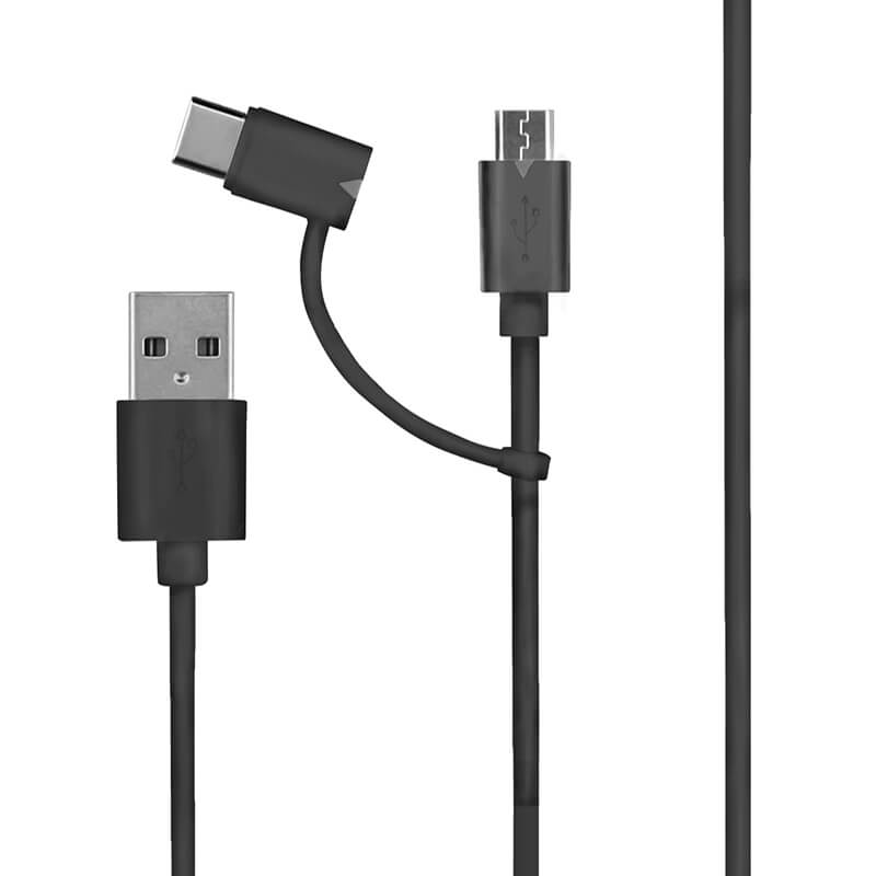 スマートフォン（汎用） 2in1ケーブル Type-C + microUSB 15cm