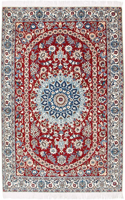 ペルシャ絨毯--ナイン産114×179--【ペルシャ絨毯.com】