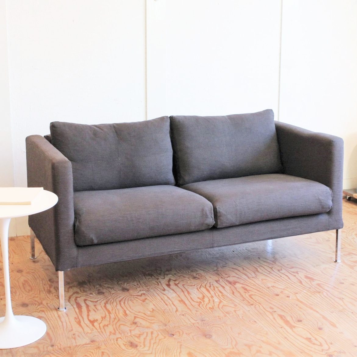 極美品 カッシーナ ボックススモールソファ ファブリック ネイビー