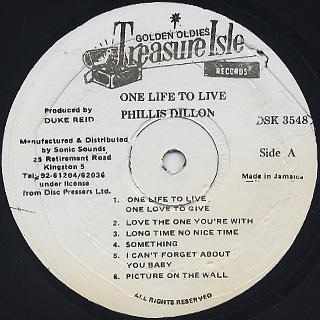 Phyllis Dillon / One Life To Live (LP), Treasure Isle | 中古