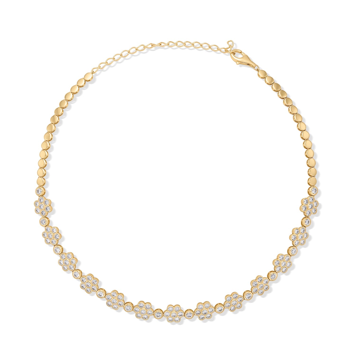 14KY Diamond Flower Station Necklace - Trilogy - Susan Saffron Jewelry