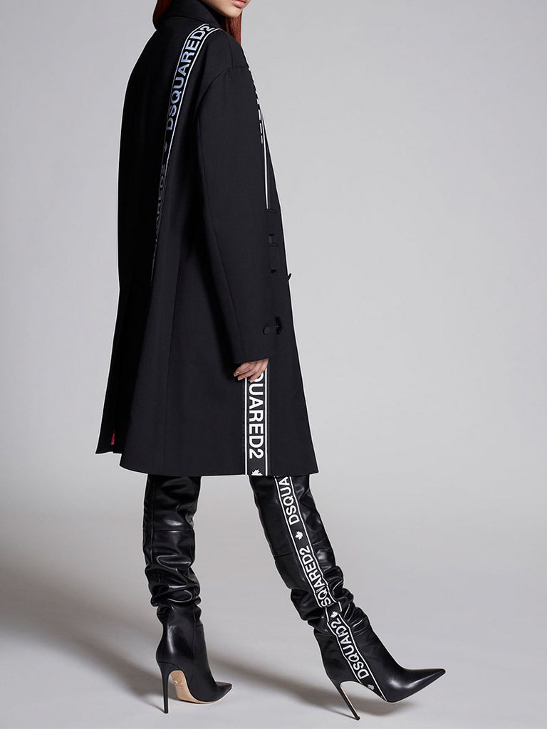 Oversize Logo Bands Wool Blend Cady Coat | Season Seven NYC