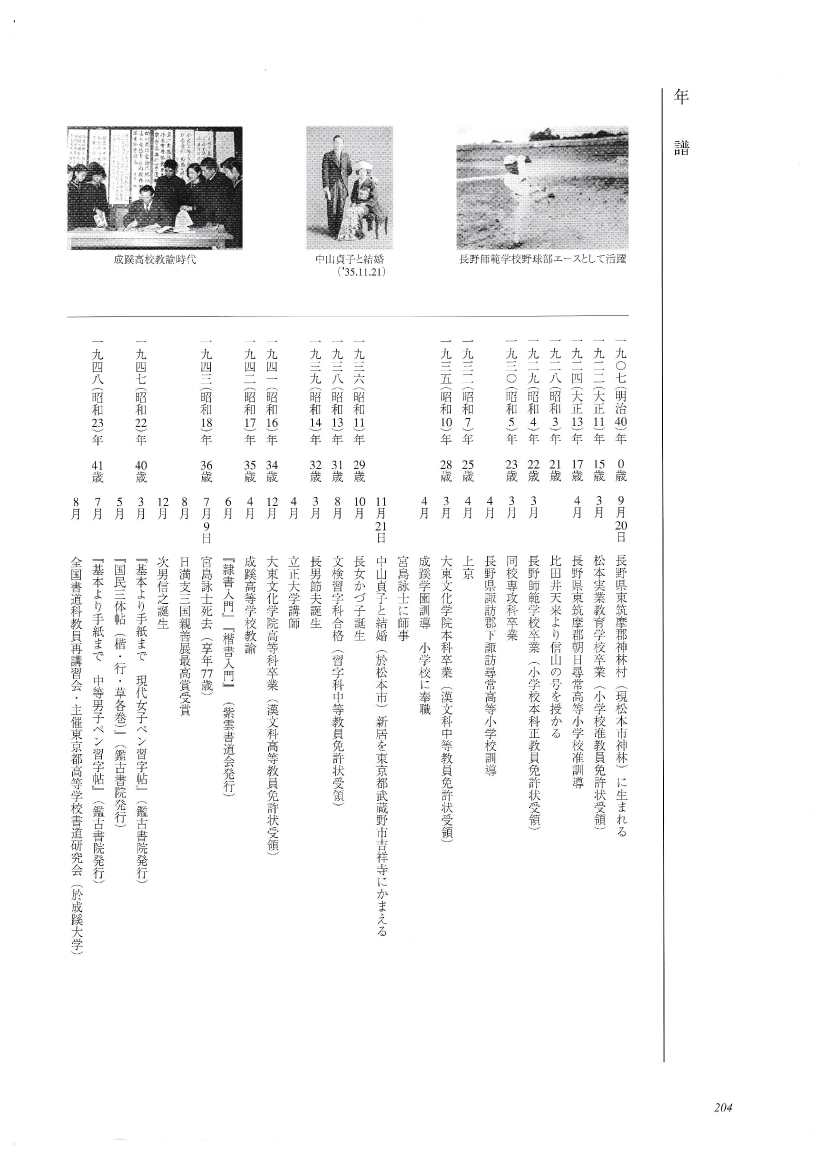 上條信山先生 年譜