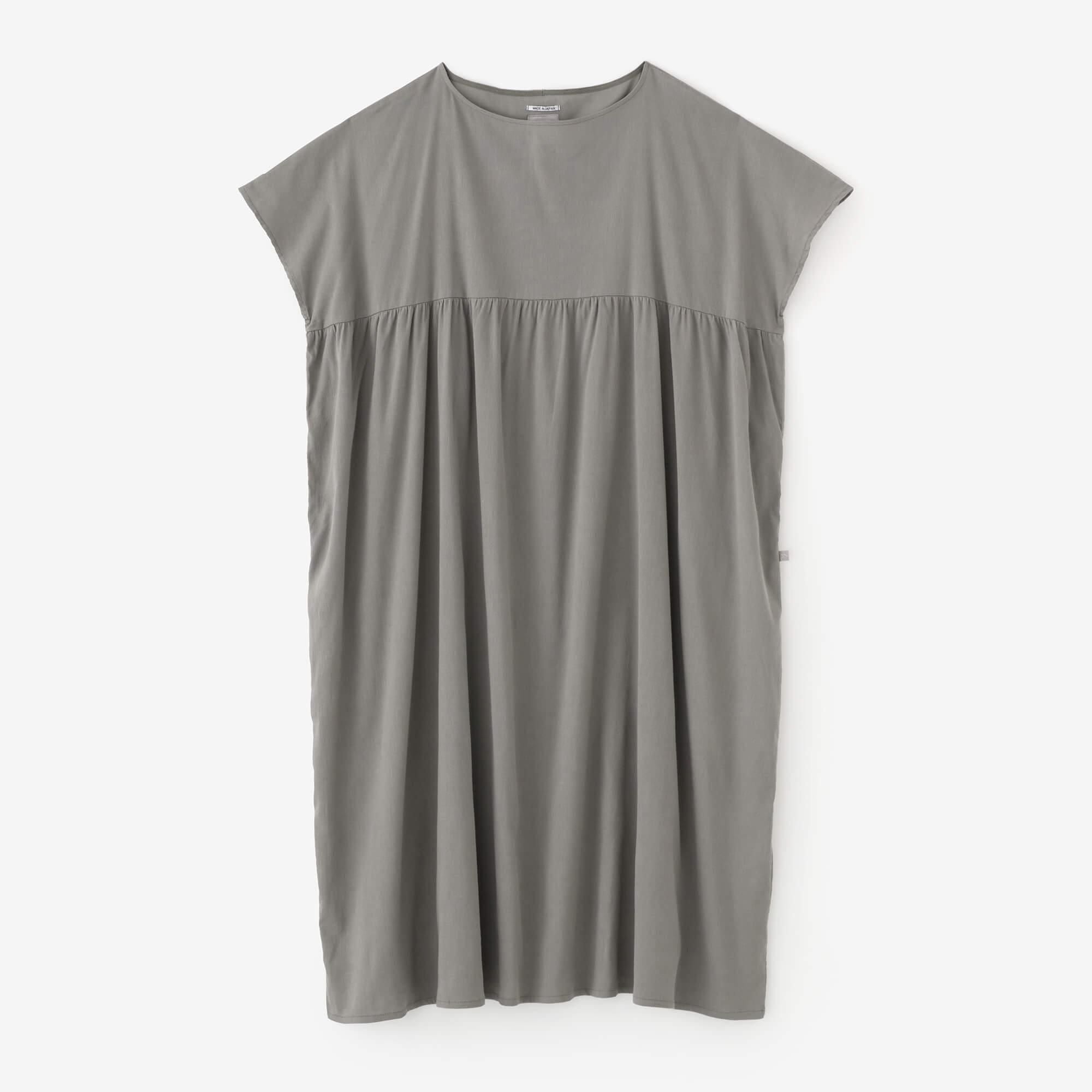 高島縮 40/40 リンクルワンピース／薄鈍（うすにび）