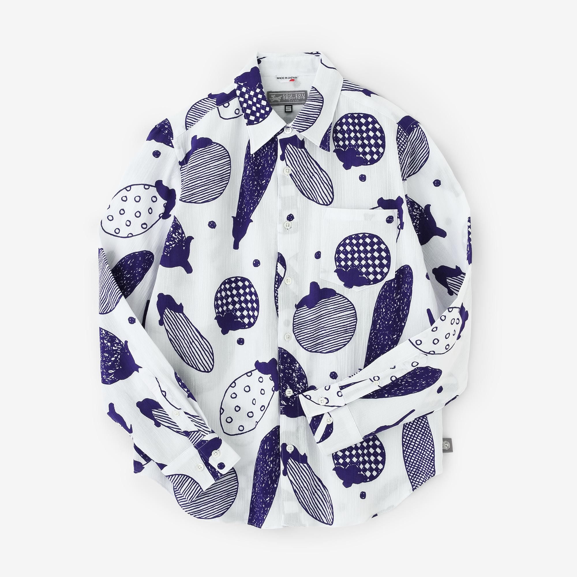 高島縮 20/20 シャツ／茄子