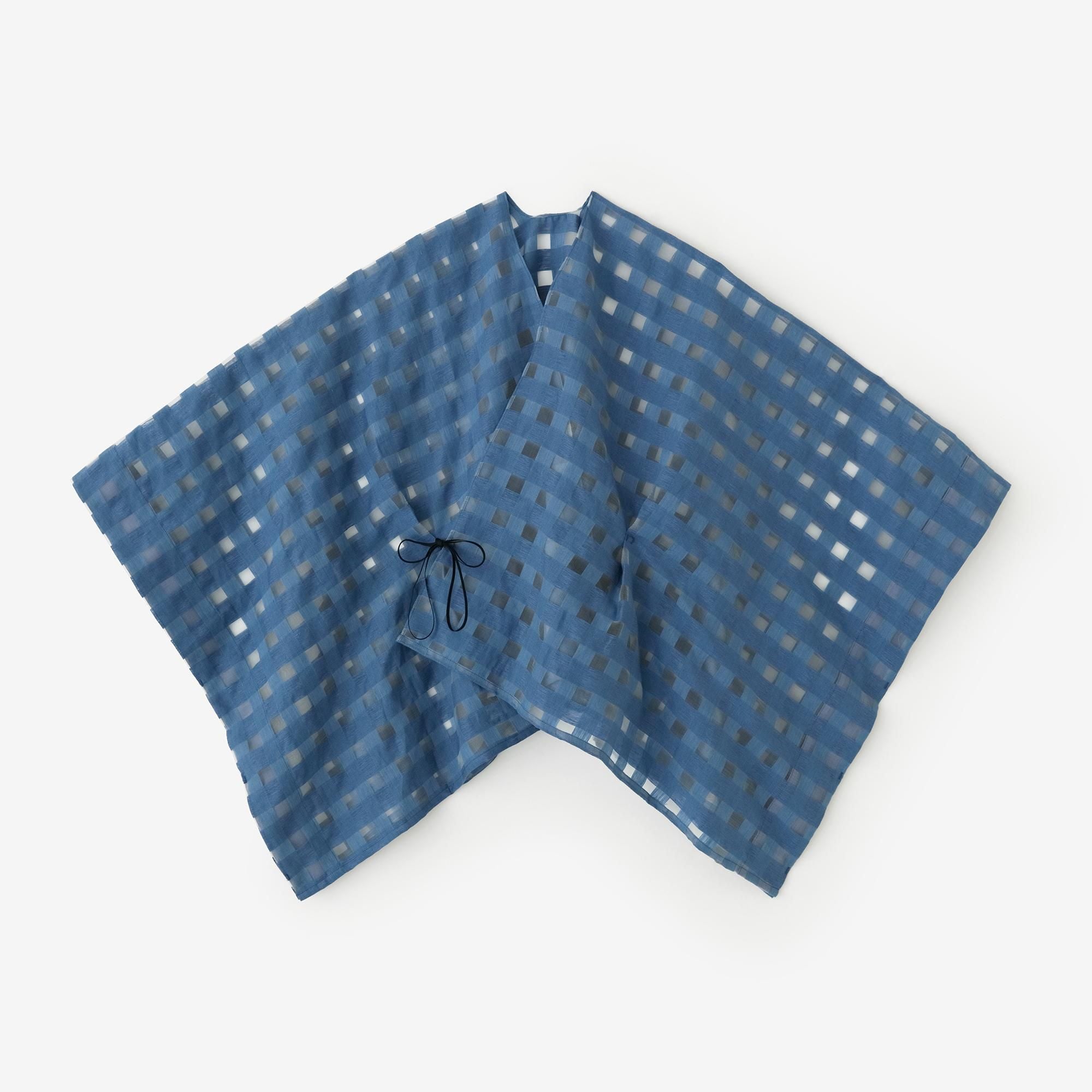 麻 透かし格子織（こうしおり） きさらぎ 短丈（みじかたけ）／紺鼠