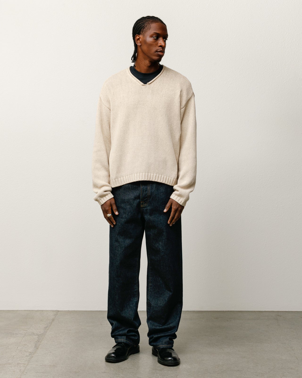 Roll V Neck Sweater – Oatmeal | Tops & Knits | Stüssy