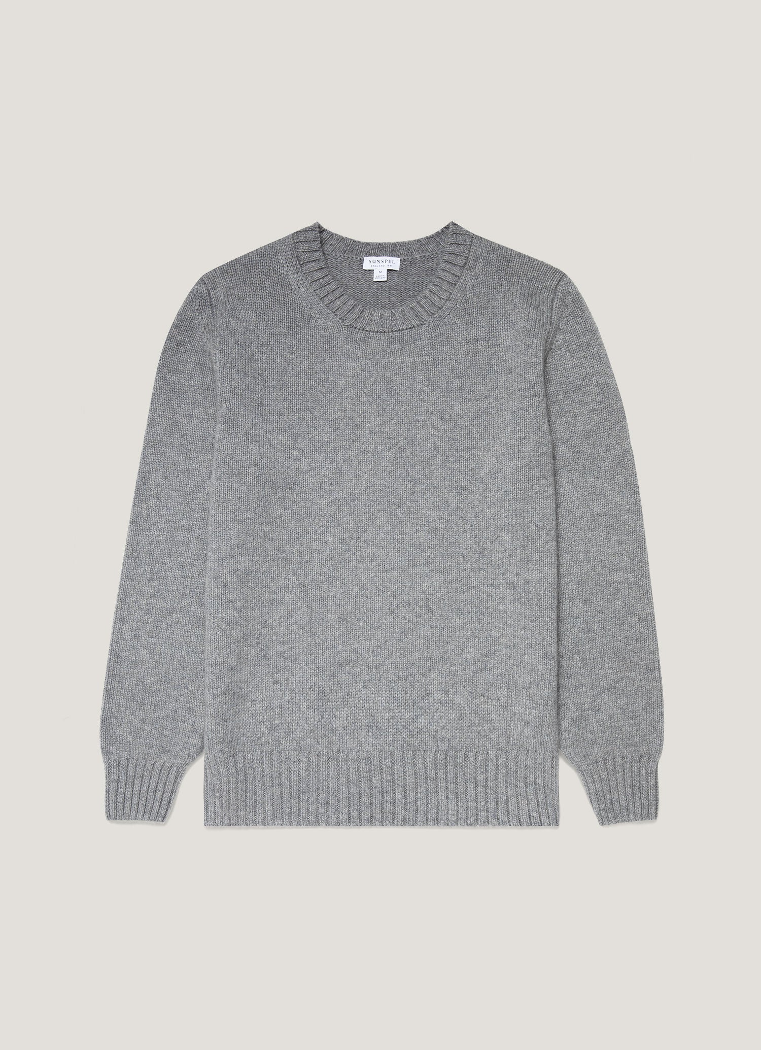 Men's Roxburgh Cashmere Jumper in Mid Grey Melange | Sunspel