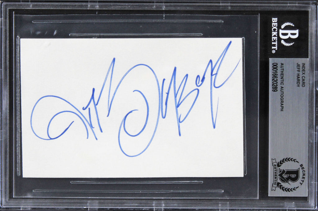 Jeff Hardy WWE Authentic Signed 3x5 Index Card Autographed BAS