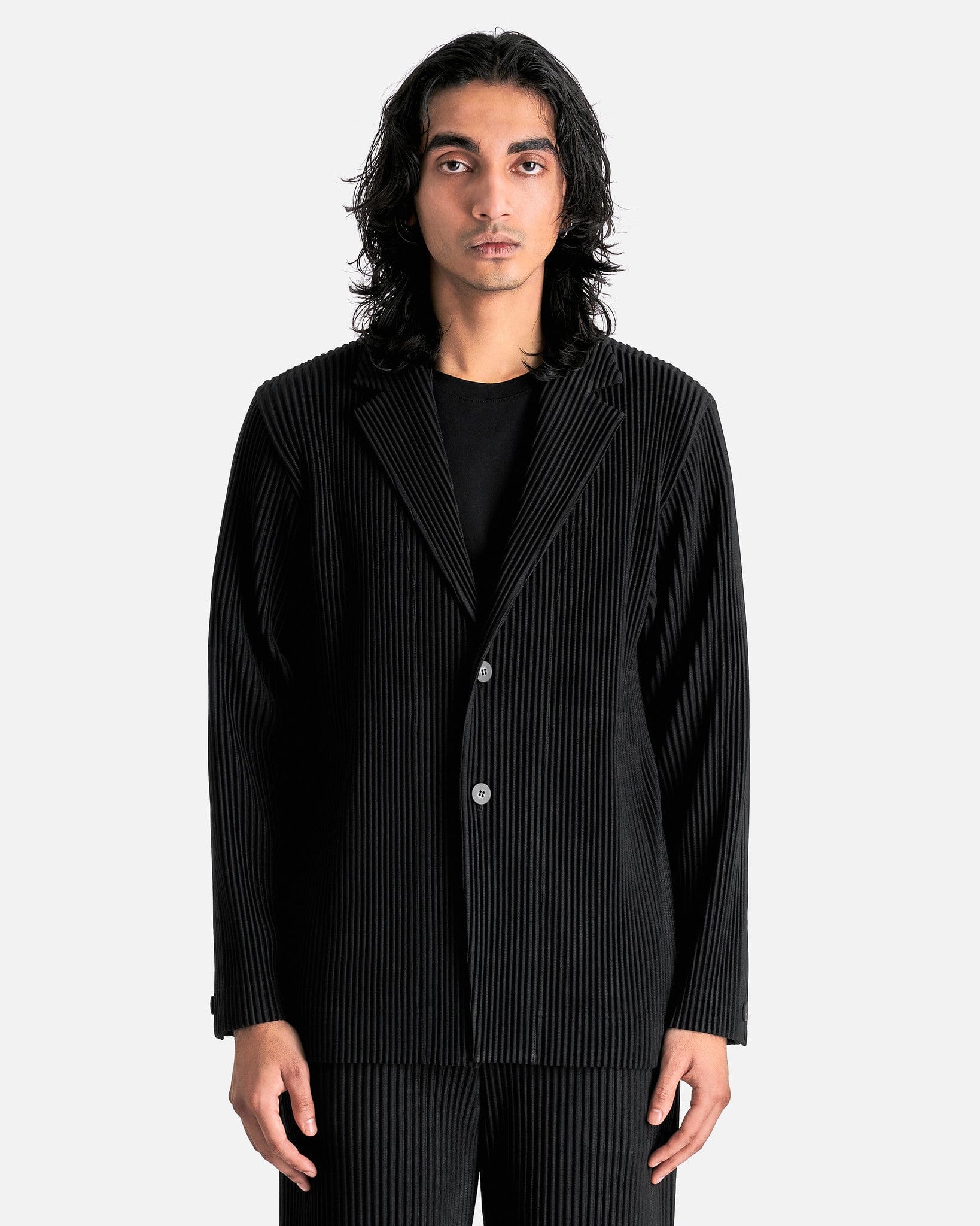 Pleated Single Breasted Jacket in Black – SVRN
