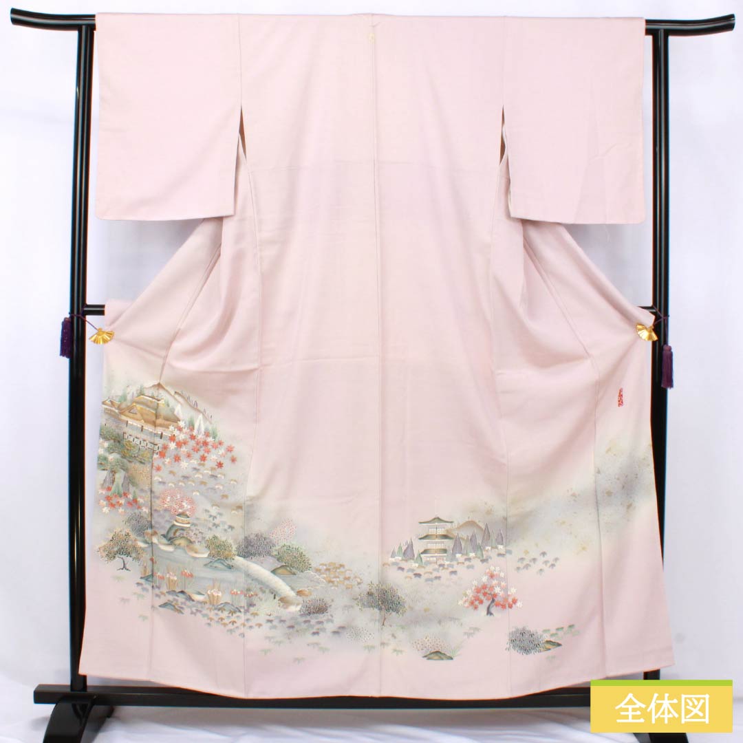 リサイクル着物】色留袖 正絹 Aランク 身丈157.5cm 裄丈62cm 袷 桜色