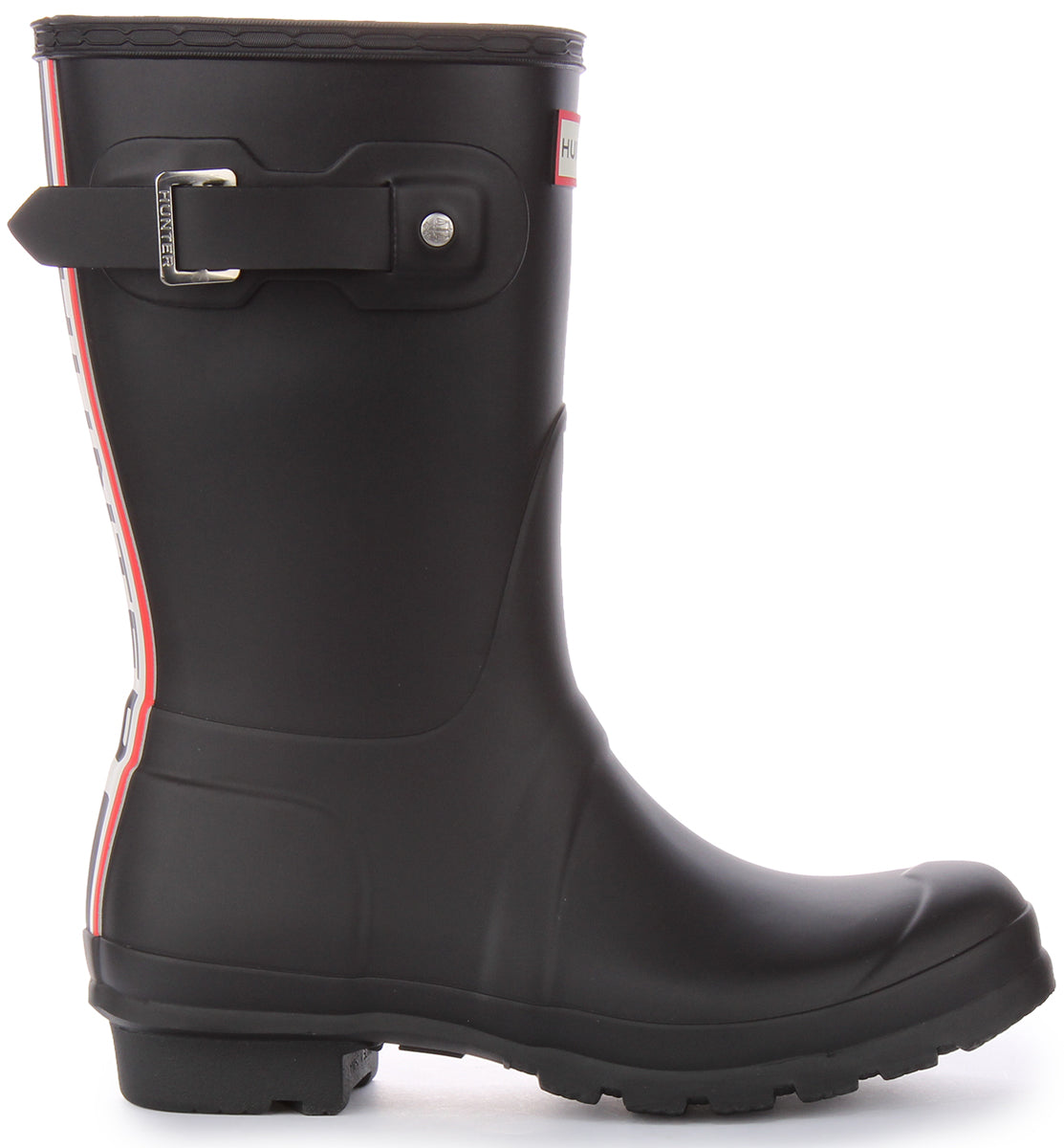 Hunter Short Tri Colour In Black For Women | Logo Heel Welly Boot