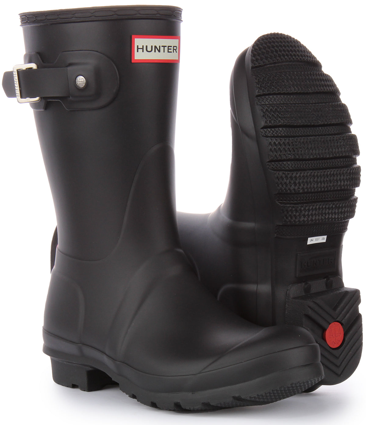 Hunter Short Tri Colour In Black For Women | Logo Heel Welly Boot