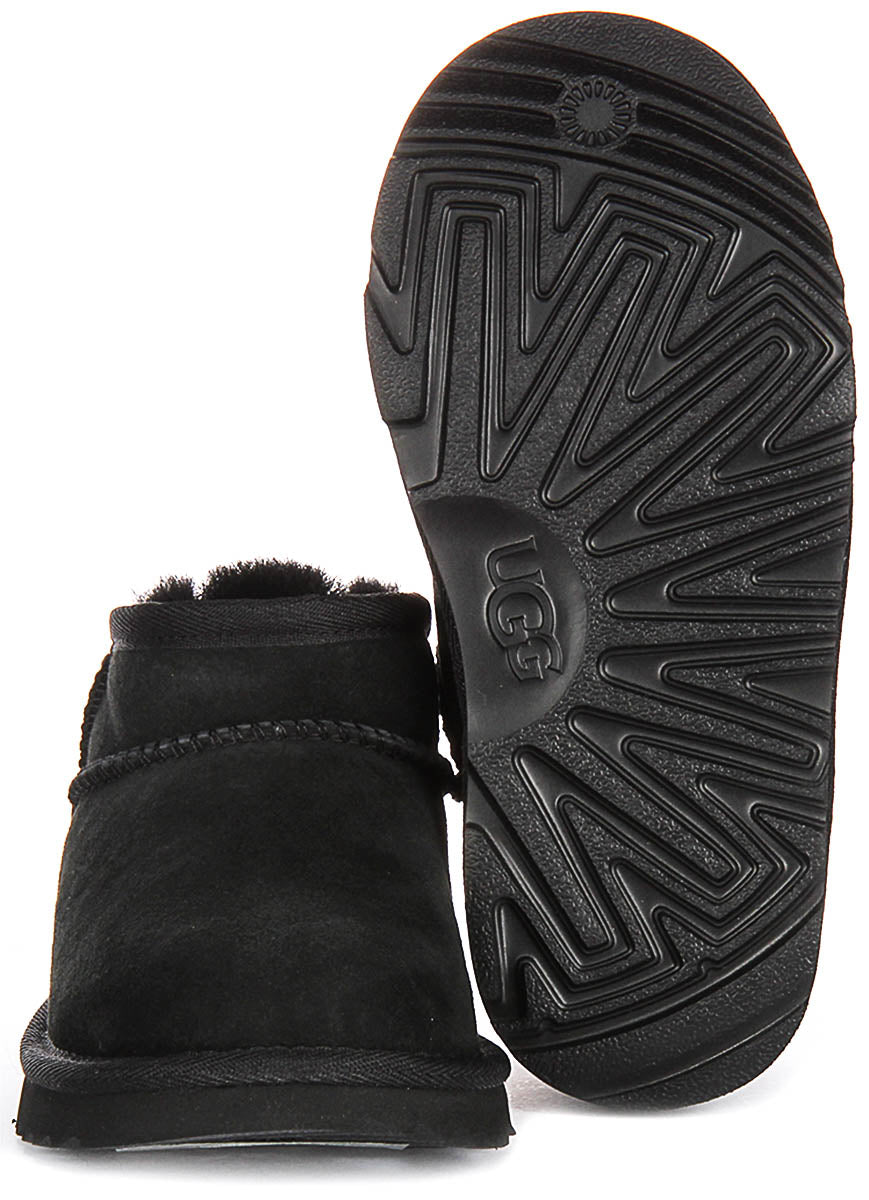 Ugg Australia Classic Ultra Mini In Black For Kids | Size UK 12