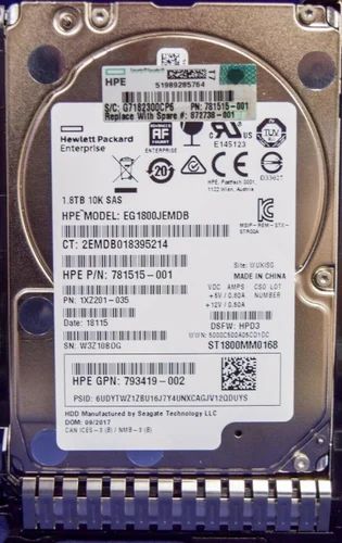 2.5 Inch P/N : 872481-B21 HPE 1.8TB SAS 10K SFF SC 512e MV HDD