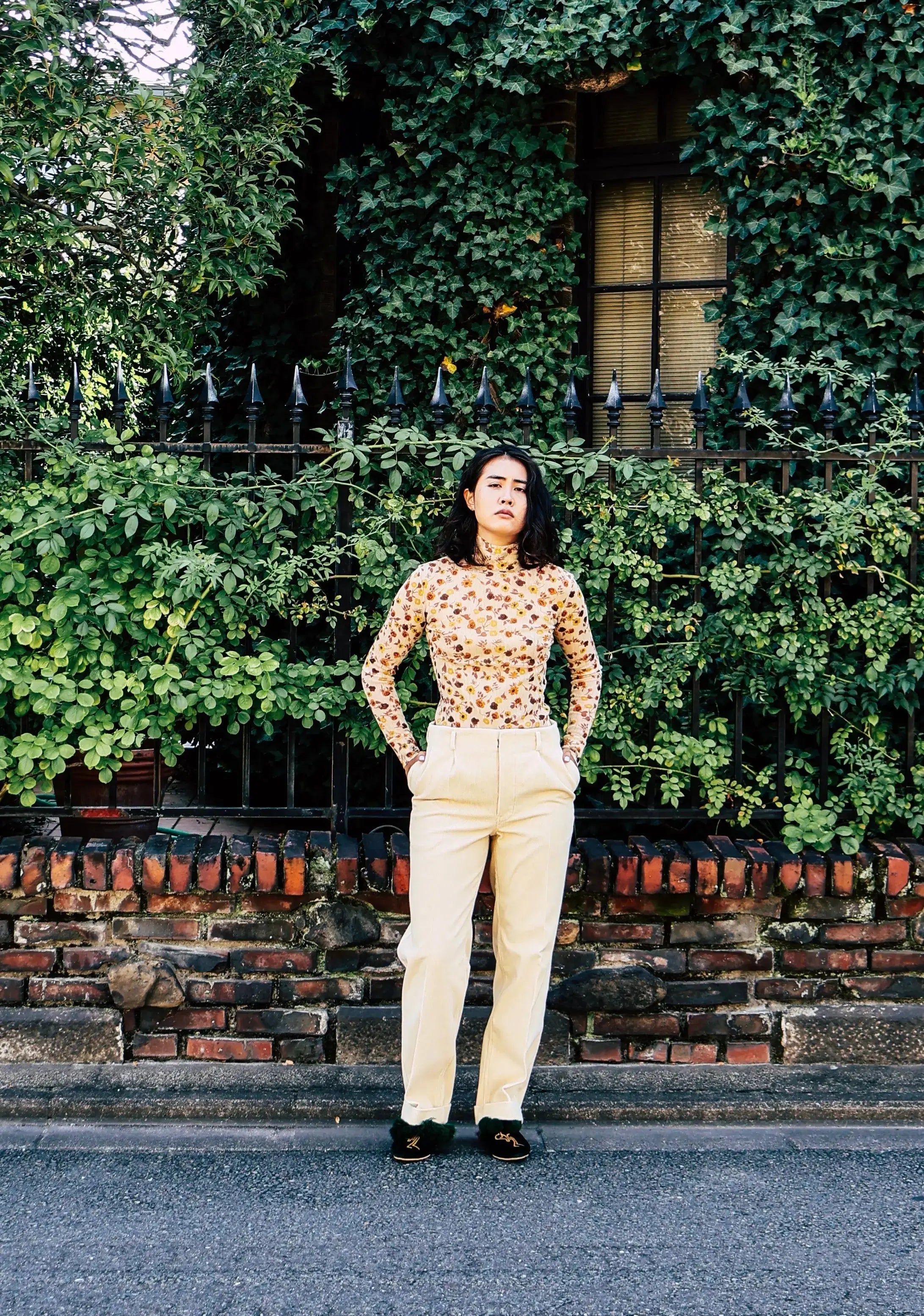 FUMIKA UCHIDA / FLOWER PRINTED TULLE HIGH-NECK TOP / ECRU – 601