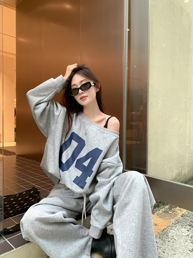 ナンバーオフショルダースウェットセットアップ KDS347 – 100StarS