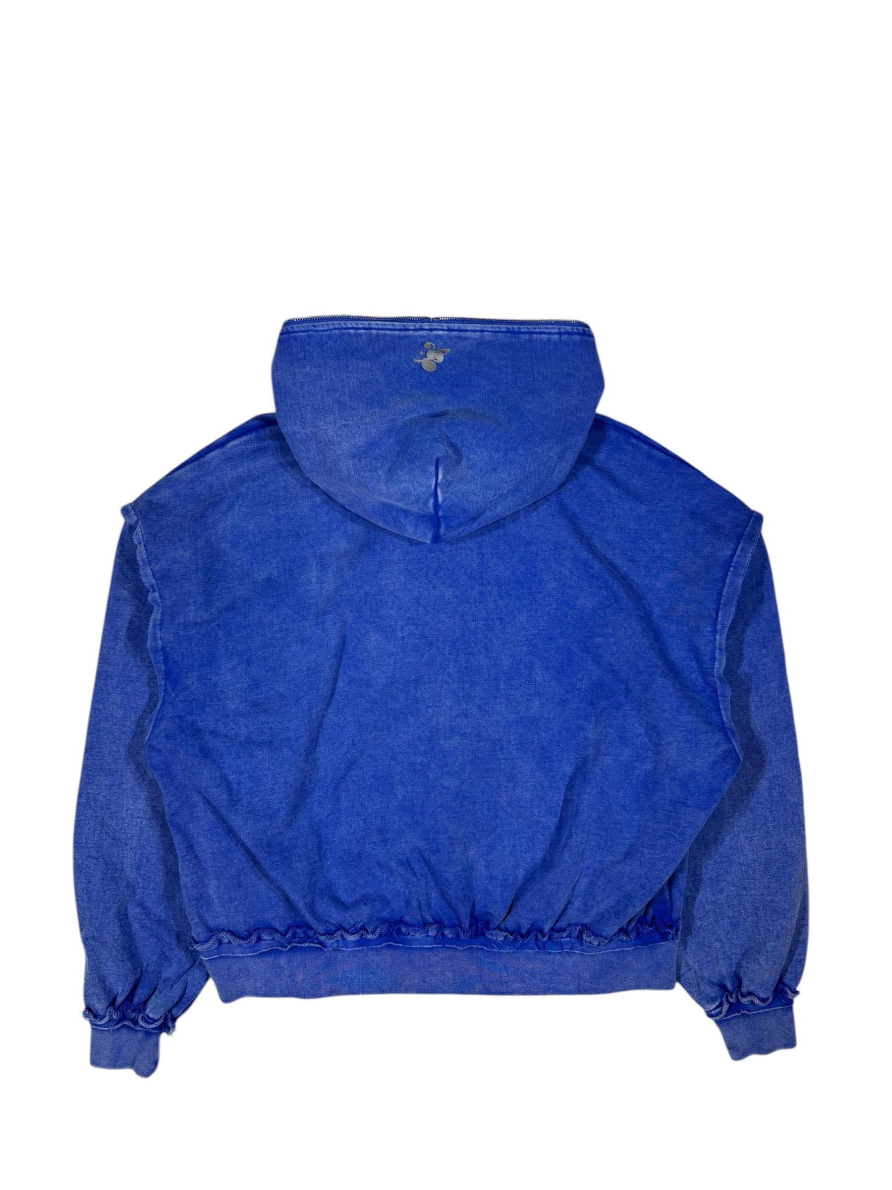 WASHED DOUBLE ZIP HOODIE blue – 1818
