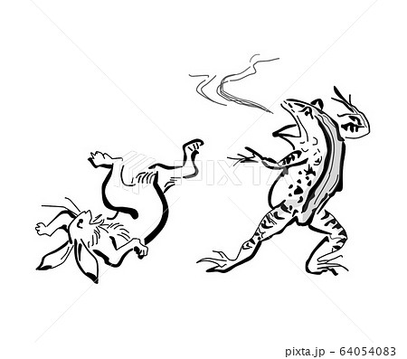 鳥獣戯画 兎と蛙のイラスト素材 [64054083] - PIXTA