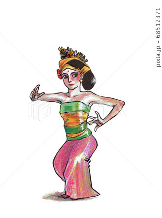 バリ島の踊り子トゥヌンのイラスト素材 [68512371] - PIXTA